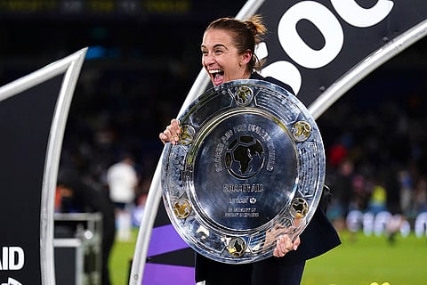 Vicky McClure celebrates with trophy